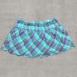 Aeropostale Turquoise and Purple Plaid Cotton Mini Skirt